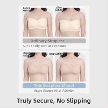 Top fără bretele din nylon — cupe subțiri, formă 3/4, lungime pe torace