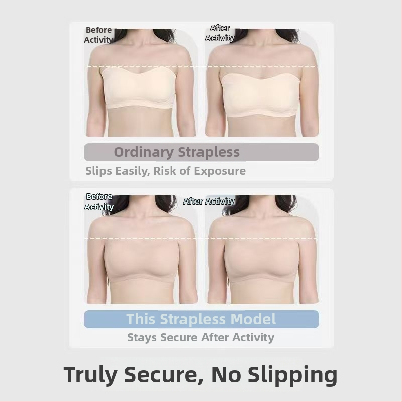 Top fără bretele din nylon — cupe subțiri, formă 3/4, lungime pe torace