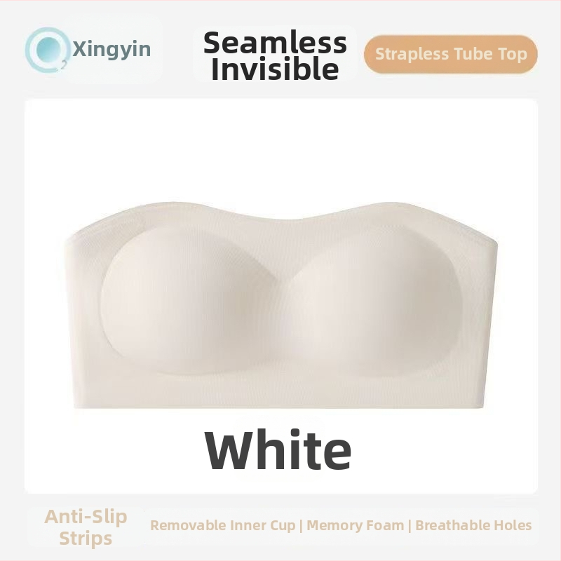 Top fără bretele din nylon — cupe subțiri, formă 3/4, lungime pe torace