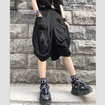 Ženske hlače širokog kroja u stilu radne odjeće, poliester, elastični pojas, široke nogavice, lagan materijal, ljeto 2024, casual hlače