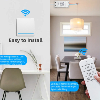 WiFi διακόπτης με ασύρματο τηλεχειριστήριο – ρετρόφιτ για την εφαρμογή EWeLink, χρονόμενος έλεγχος μέσω εφαρμογής, χωρίς καλωδίωση, 90-250V AC, πάνελ ABS+PC, φύλλο χαλκού