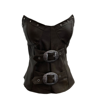 Punk PU koža bez rukava – tube top s ugrađenim jastučićima – nepravilnog kroja, jednobojni uzorak
