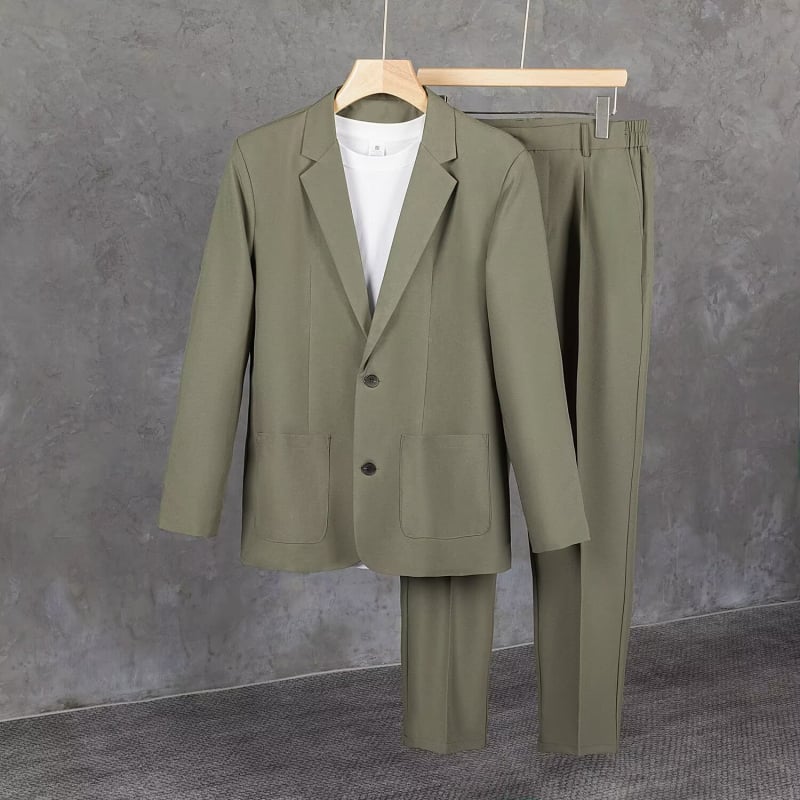 Muško sako slim fit, jednim gumbom, ravni rever, smjesa pamuka i lana, središnja stražnja rupa, proljeće 2025