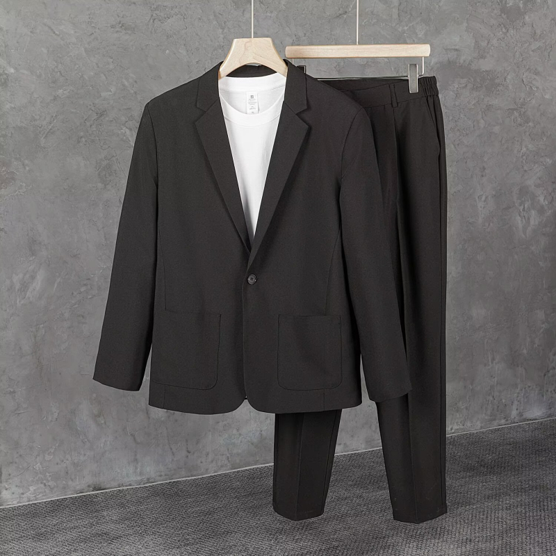 Muško sako slim fit, jednim gumbom, ravni rever, smjesa pamuka i lana, središnja stražnja rupa, proljeće 2025