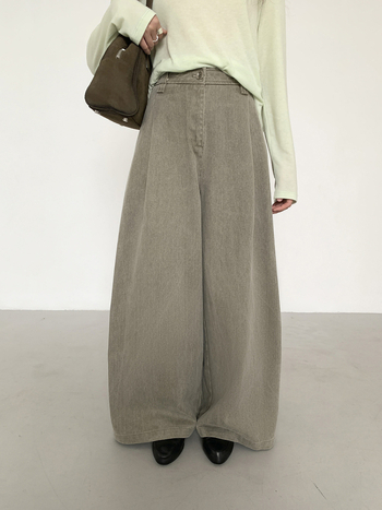 Damske casual hlače od pamuka s visokim strukom, opušteni kroj, distressed pranje, dužina do poda, jesen 2025, japansko-korejski ležerni stil