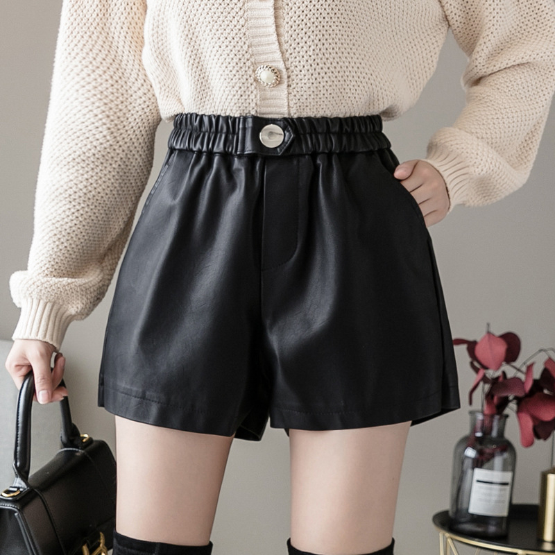 PU kožne široke hlače s visokim strukom, slobodnog kroja, pet duljina, glavni sadržaj tkanine 50–70%