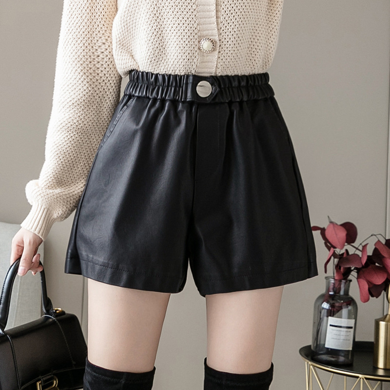 PU kožne široke hlače s visokim strukom, slobodnog kroja, pet duljina, glavni sadržaj tkanine 50–70%