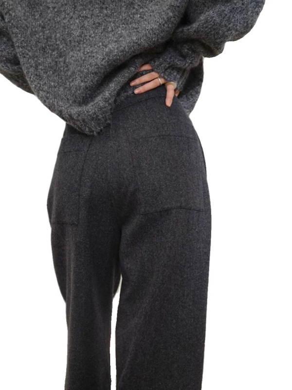 Široke ženske hlače s visokim strukom, tkanina, mikro-elastičnost, opušteni kroj, elegantan gradski stil za žene