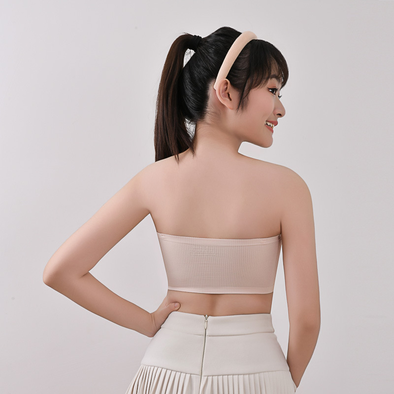 Táncra tervezett csőtop váll nélküli, öleli a mellkast, Ice Silk Nylon anyagból, vékony formázott kosár