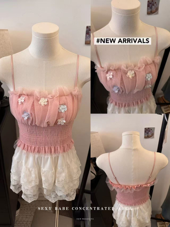 Ženski ljetni top s blistavim mrežastim patchworkom, naramenice, kratka linija, floralni uzorak, mješavina najlona i spandeksa