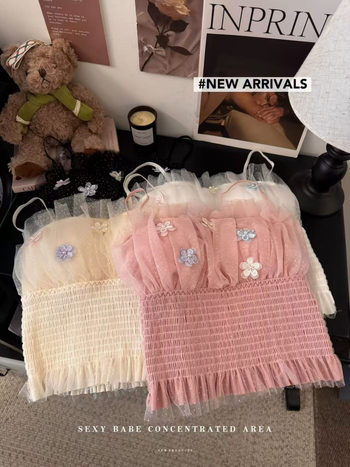 Ženski ljetni top s blistavim mrežastim patchworkom, naramenice, kratka linija, floralni uzorak, mješavina najlona i spandeksa