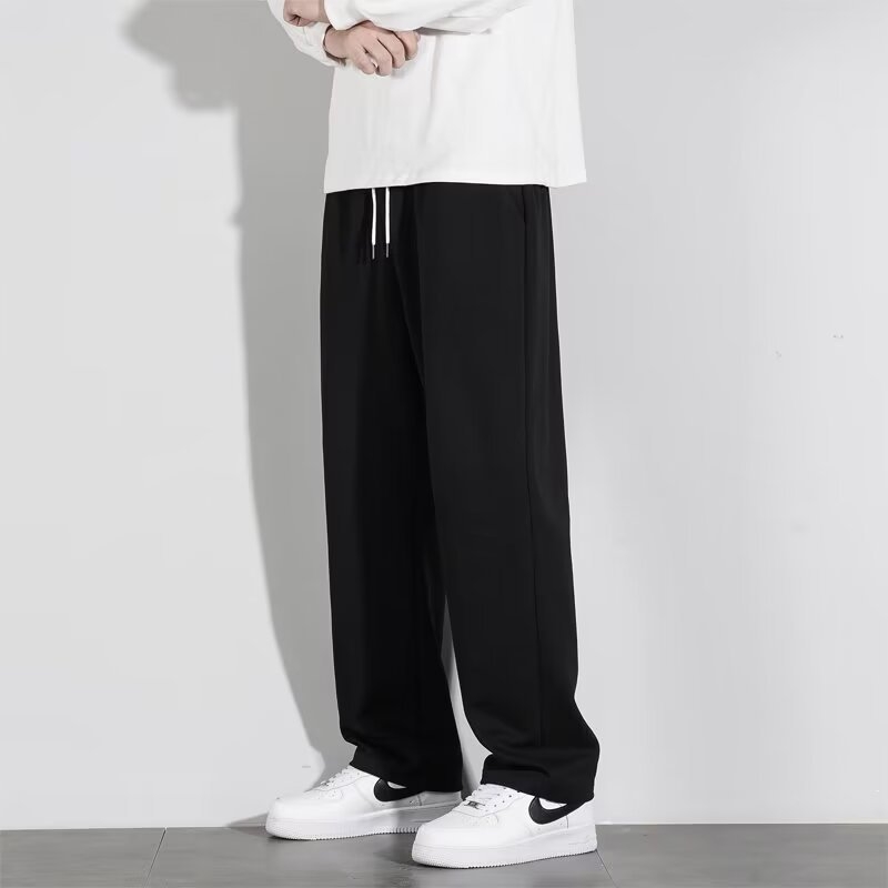Muške sportske hlače opuštenog stila – ravnog kroja, srednji pojas, jesen 2024, poliester