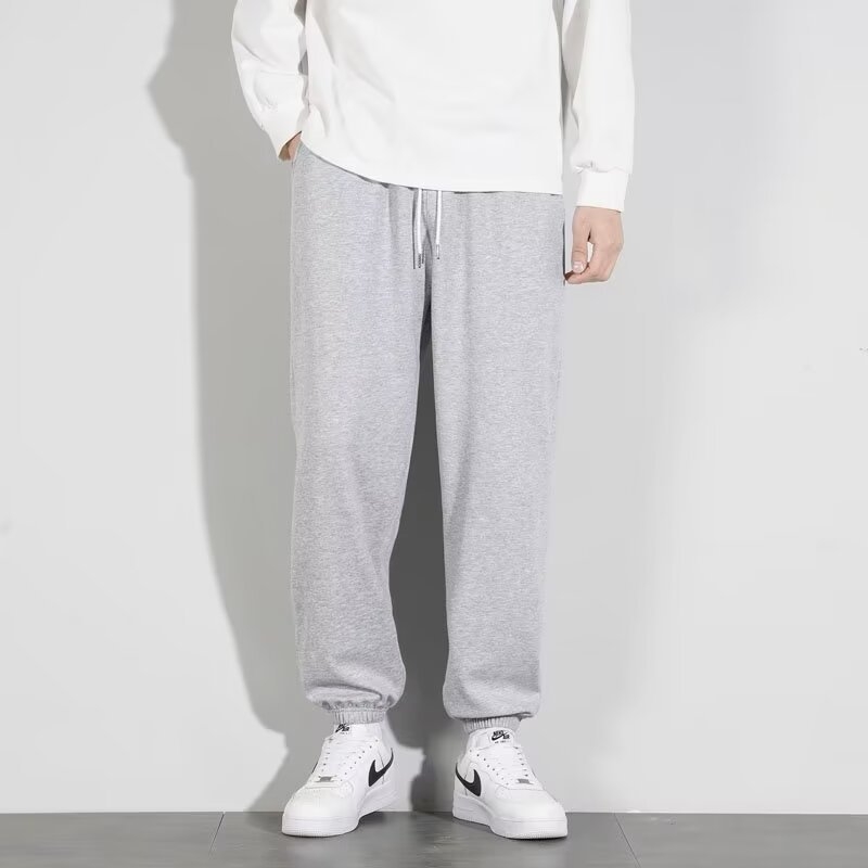 Muške sportske hlače opuštenog stila – ravnog kroja, srednji pojas, jesen 2024, poliester