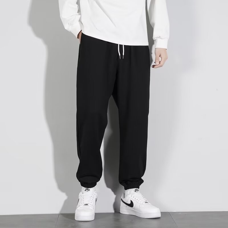 Muške sportske hlače opuštenog stila – ravnog kroja, srednji pojas, jesen 2024, poliester