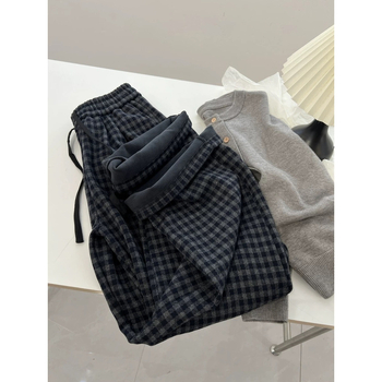 Casual hlače s visokim strukom i širokim nogavicama, debeli poliester materijal (jesen 2025)