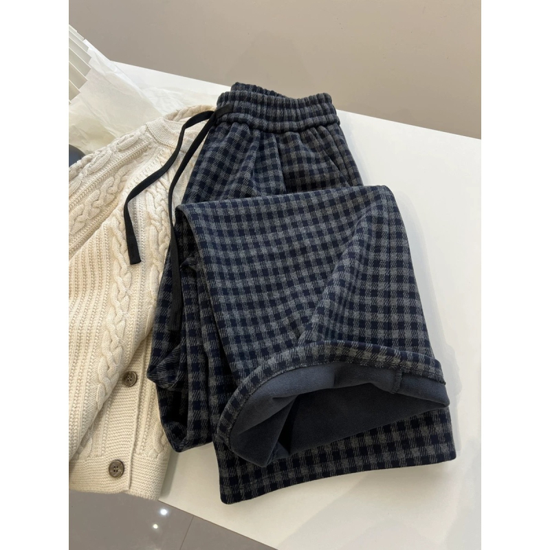 Casual hlače s visokim strukom i širokim nogavicama, debeli poliester materijal (jesen 2025)