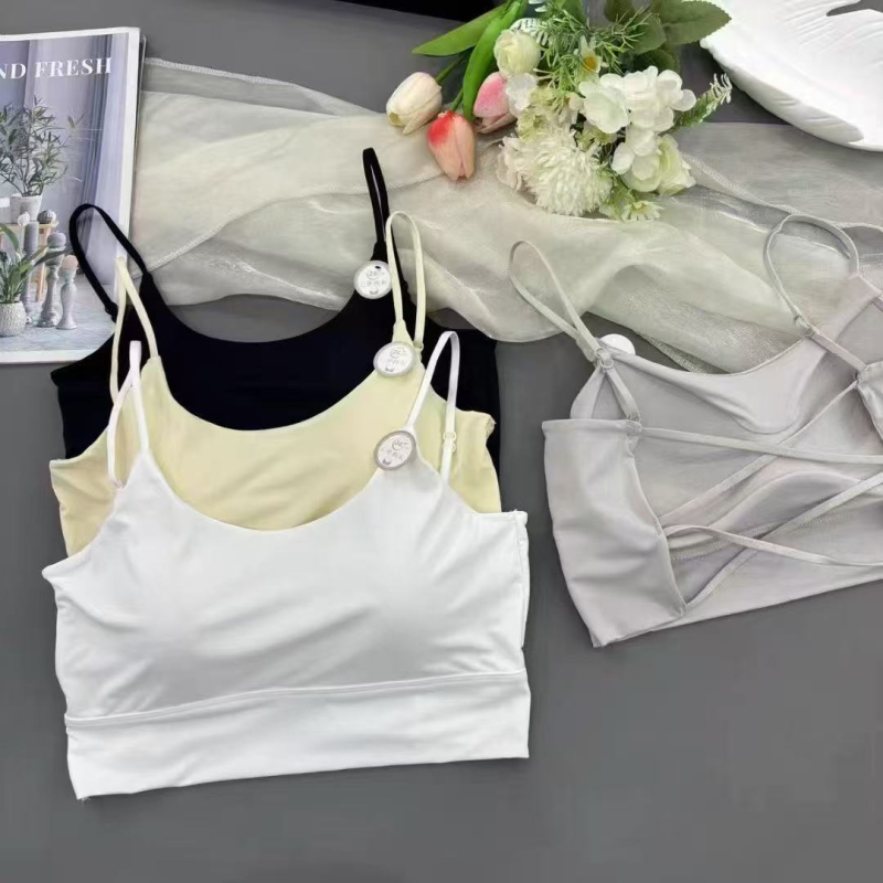 Váll nélküli csőtop keresztpántokkal, 3/4-es kosár, közepes formázott kosár, nylon, mellkas hossz, nyár 2024