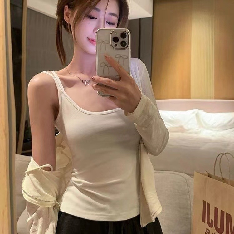 Nylon csőtop mellkaspánttal, félkosár, vékony formázott kosár, légáteresztő és varrat nélküli, hasi hossz (nyár 2024)