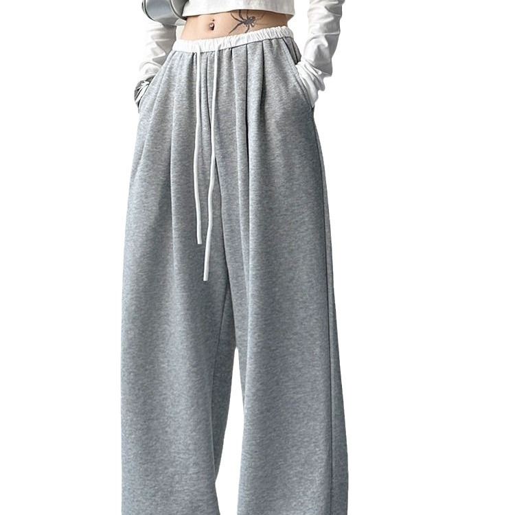 Ženske hlače širokih nogavica, uličnog stila, podesiva struka, poliestersko-elastanska mješavina, ljeto 2024