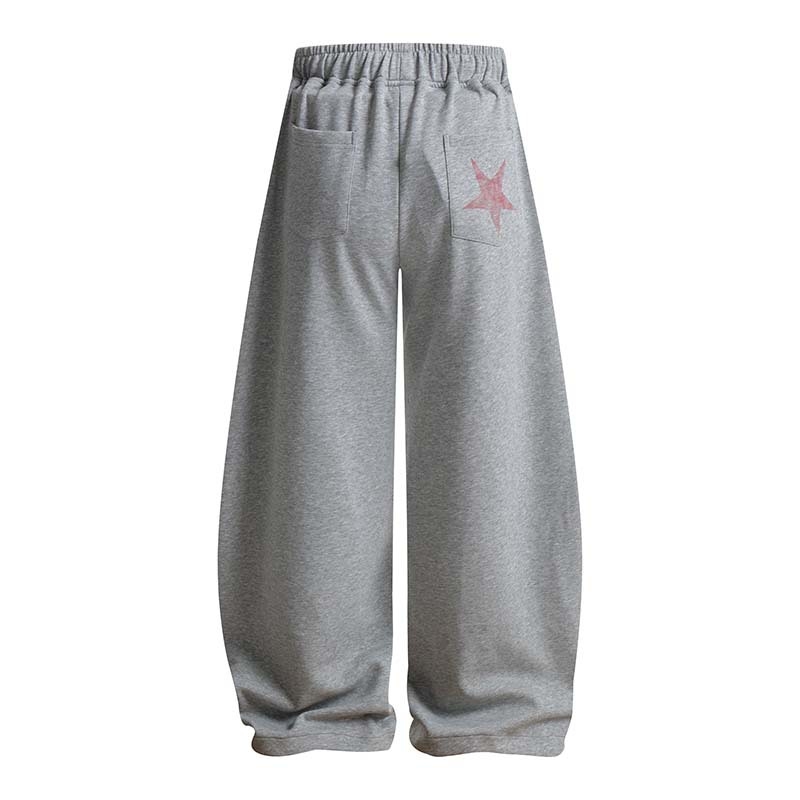 Muške casual hlače od pamuka s printom zvijezda i slova, visokim strukom, širokim krojem nogavica, pogodne za sve sezone.