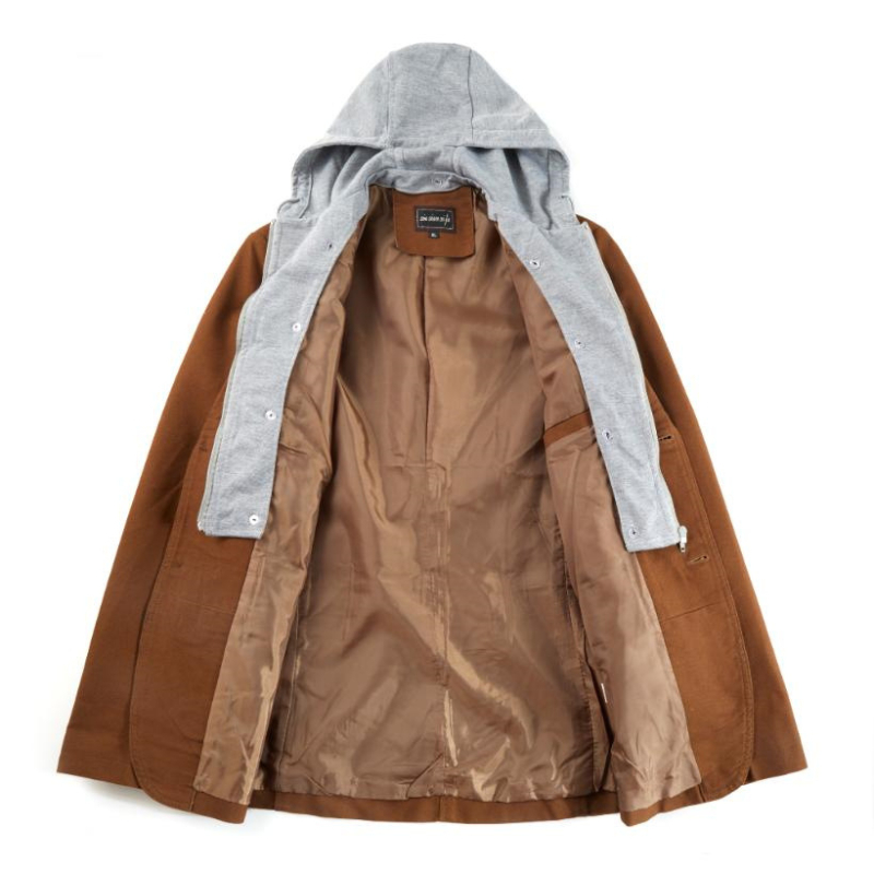 Casual muški pamucni sako slim-fit kroja, sako s golim ovratnikom, zatvaranje na jedan red dva gumba, dugi rukavi