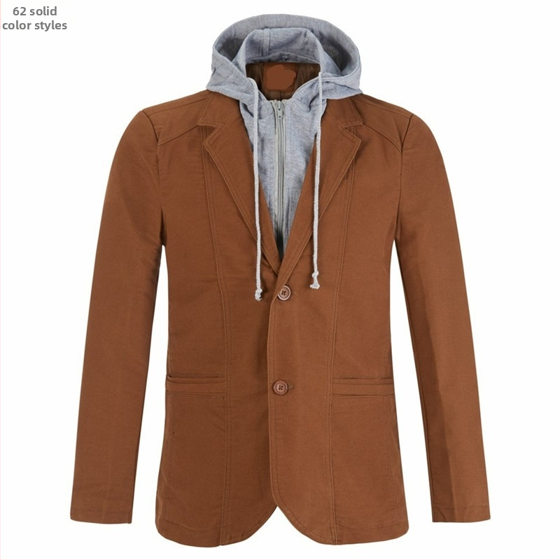 Casual pánsky oblek bavlnený so Slim-fit strihom, sako s golierom, zapínanie na jeden rad gombov, dlhé rukávy