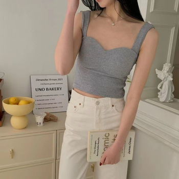 Pamukasti top s trakom za prsa, šalica 3/4, model s tankim gornjim i debelim donjim dijelom, prozračan, bez leđa, top u stilu vesta (Proljeće 2024)