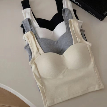 Pamukasti top s trakom za prsa, šalica 3/4, model s tankim gornjim i debelim donjim dijelom, prozračan, bez leđa, top u stilu vesta (Proljeće 2024)