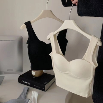 Pamukasti top s trakom za prsa, šalica 3/4, model s tankim gornjim i debelim donjim dijelom, prozračan, bez leđa, top u stilu vesta (Proljeće 2024)