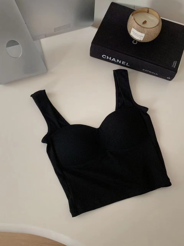 Pamukasti top s trakom za prsa, šalica 3/4, model s tankim gornjim i debelim donjim dijelom, prozračan, bez leđa, top u stilu vesta (Proljeće 2024)