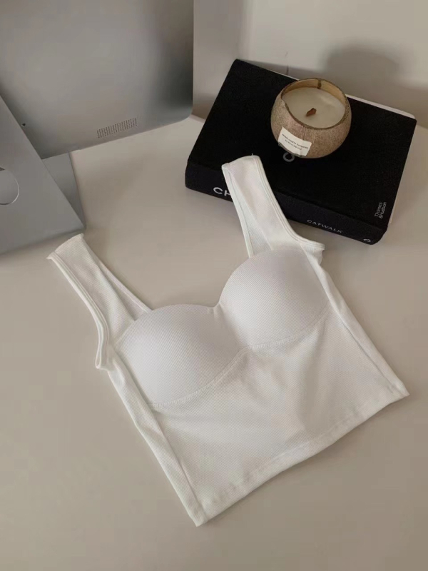 Pamukasti top s trakom za prsa, šalica 3/4, model s tankim gornjim i debelim donjim dijelom, prozračan, bez leđa, top u stilu vesta (Proljeće 2024)