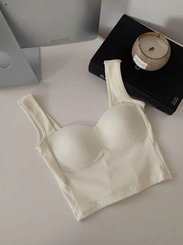 Pamukasti top s trakom za prsa, šalica 3/4, model s tankim gornjim i debelim donjim dijelom, prozračan, bez leđa, top u stilu vesta (Proljeće 2024)