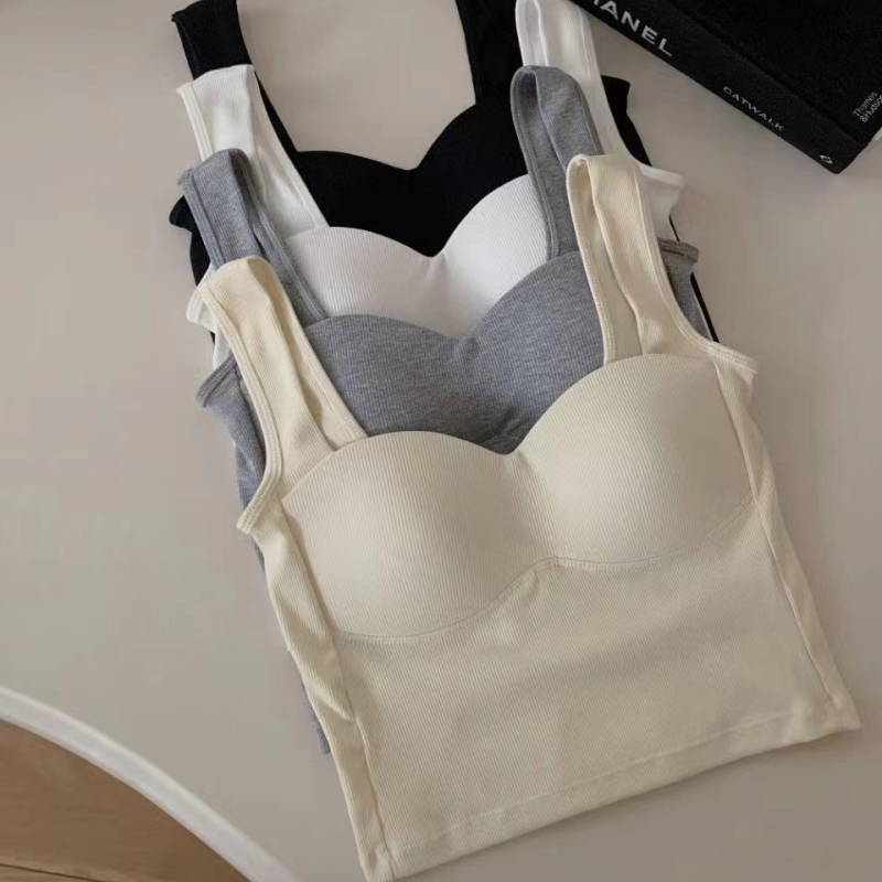 Pamukasti top s trakom za prsa, šalica 3/4, model s tankim gornjim i debelim donjim dijelom, prozračan, bez leđa, top u stilu vesta (Proljeće 2024)