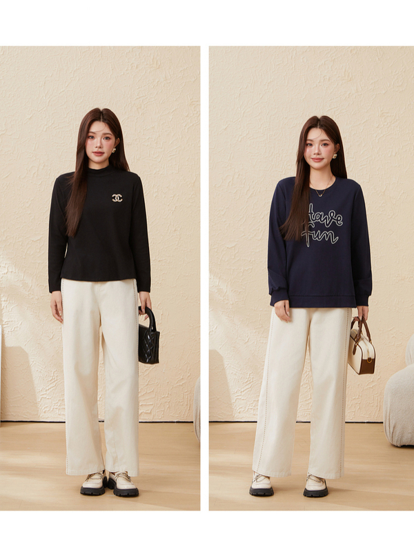 Ženske ravne traperice, oprane, visoki pojas, 95% pamuk, jesen 2024