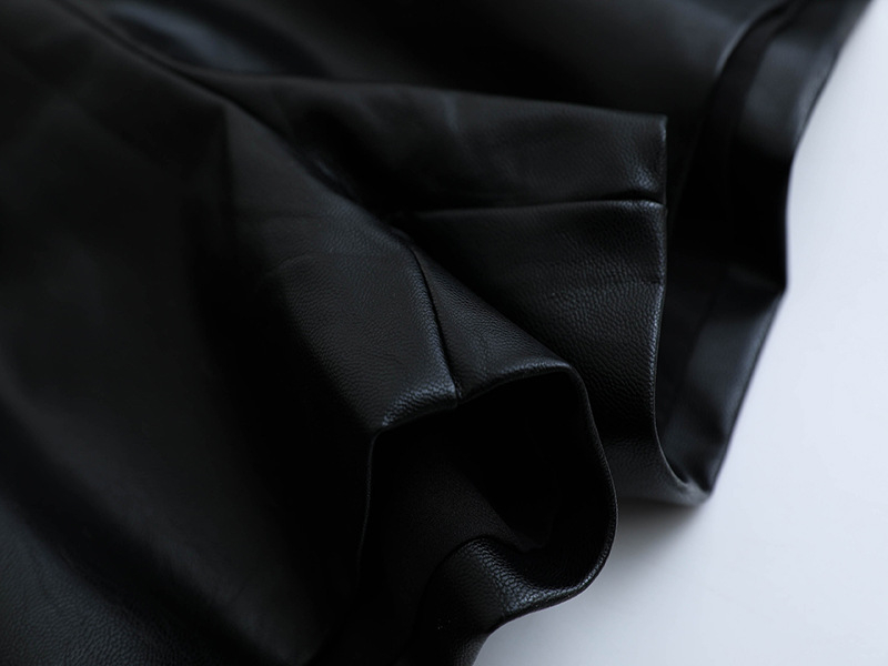 Ženske PU kožne šorceve s elastičnim pojasom, džepovi, srednji pojas, ravni kroj, seksi stil