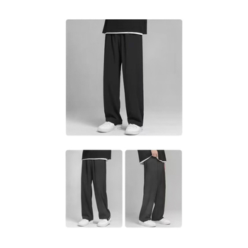 Muške casual hlače ravnog kroja, korejski stil, srednji visoki pojas, vezanje vrpcom, tanak poliester spoj (Proljeće svakodnevno nošenje)
