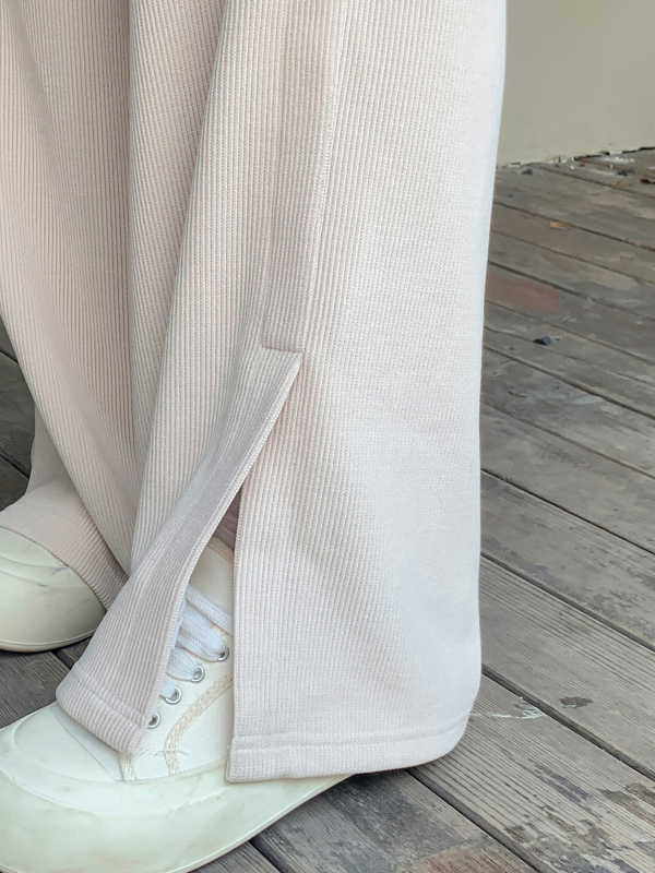 Mellowrani Ženske pletene široke hlače, visoki struk, dužine do poda, poliester