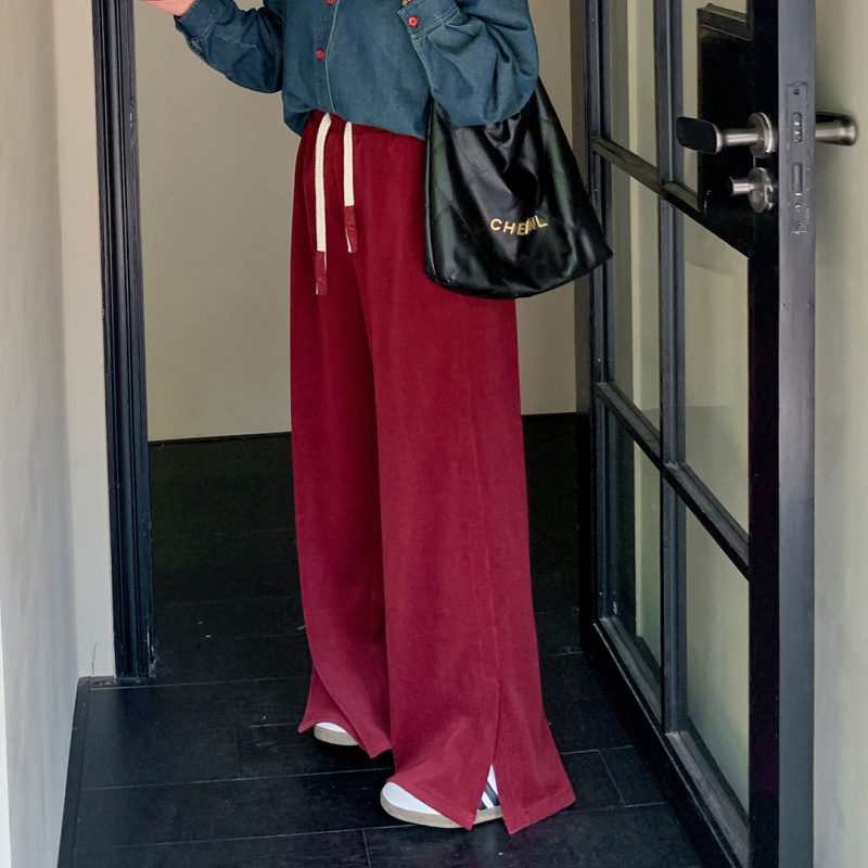 Mellowrani Ženske pletene široke hlače, visoki struk, dužine do poda, poliester