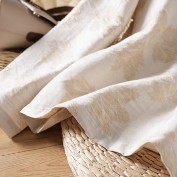 Женски жакардов топ, рамие плат, флорален растителен принт, дълги ръкави, свободна кройка