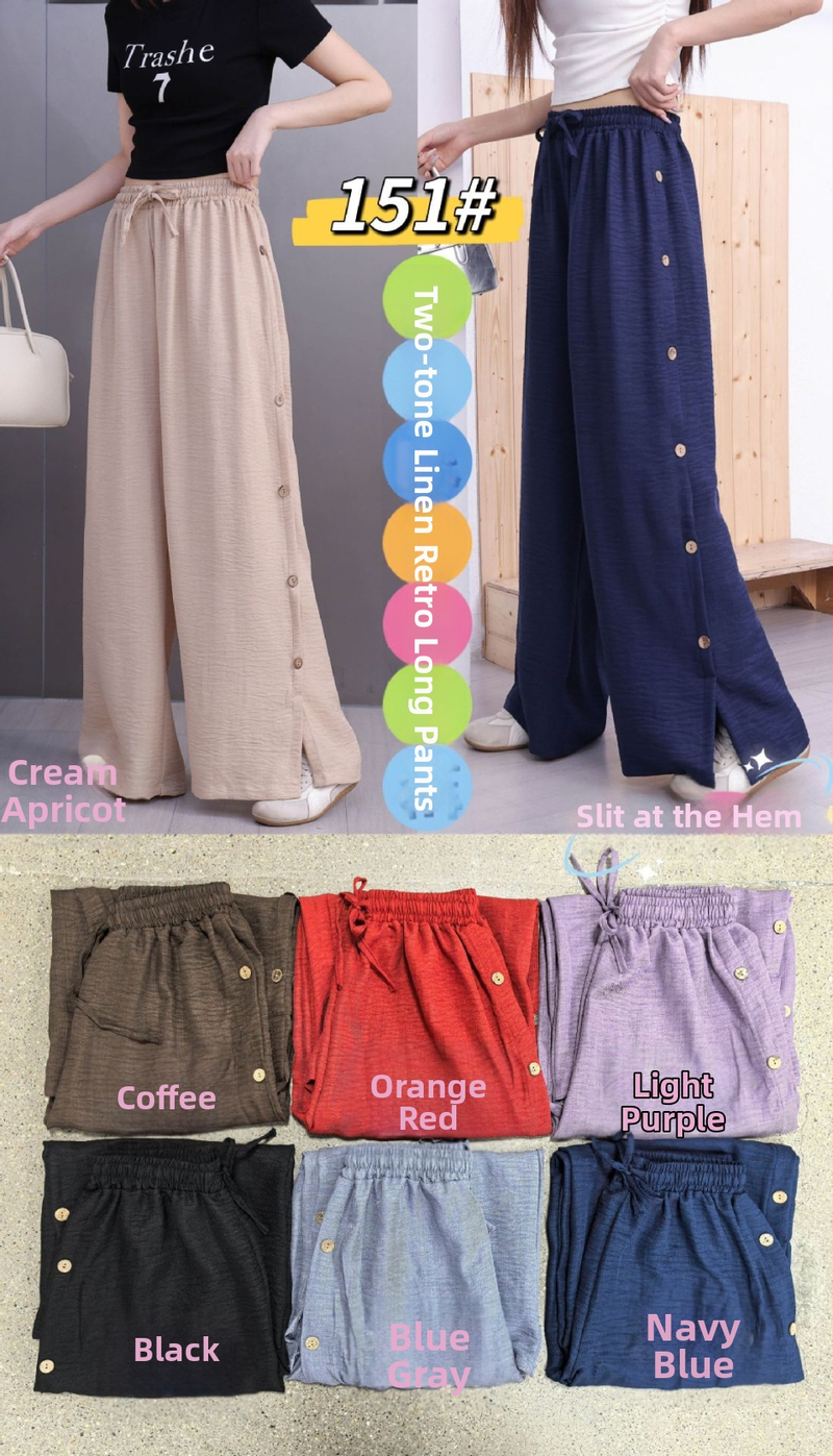 Dámske široké nohavice s vysokým pásom, polyester, tenký materiál, letná sezóna 2025, elegantný kancelársky štýl