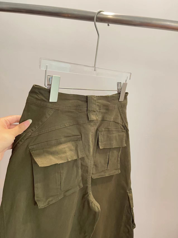 Ženske hlače od pamuka i elastana, širokog kroja, niski struk, pješčano pranje, street hipster stil
