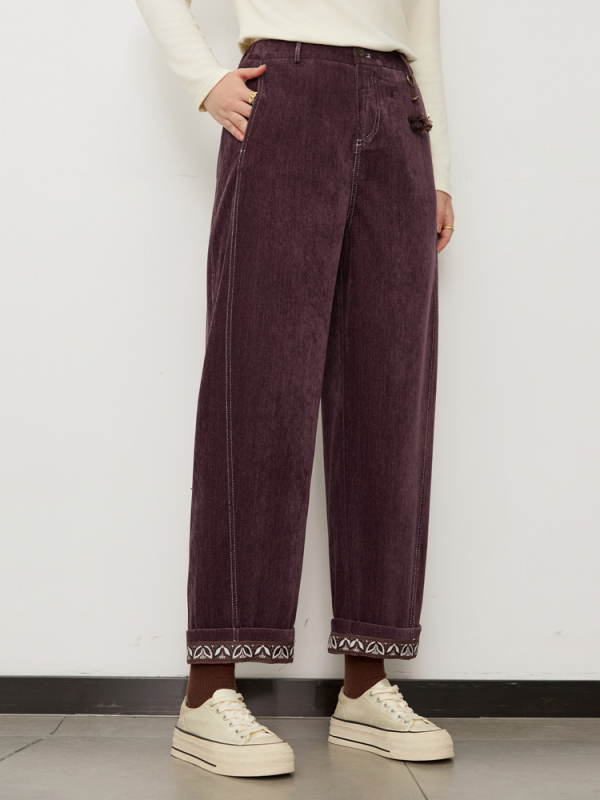 Hlače s preklopljenim rubom, ravne hlače, retro stil, viskoza 30–50% (jesen 2024)