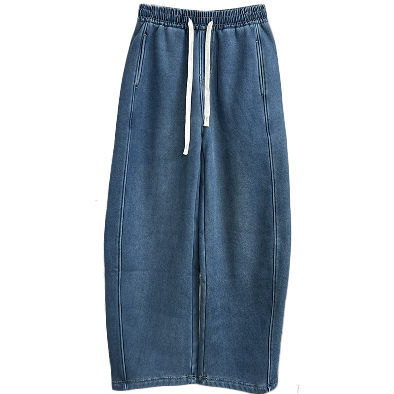 Ženske hlače Lyocell s fleceom, široki kroj, visok elastični pojas, puna duljina, casual gradski stil