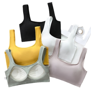 Bustier sport din bumbac 100% cupe integrate, fără bretele, respirabil și confortabil