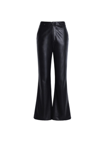 Pantaloni din piele PU pentru femei, croială evazată, talie înaltă, lungi, material principal poliester