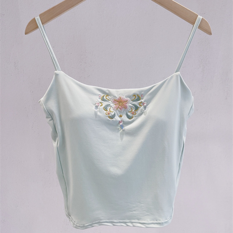Top s naramenima u sling stilu, s izvezenim dizajnom, ultra kratka duljina, Chenille tkanina sa Spandexom < 30%, za odrasle žene
