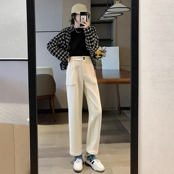 Széles lábú nadrág fleece-belsejével, casual stílus, téli 2022; összetétel: 82% poliészter, 12% gyapot, 6% elasztán; fő anyag: poliészter; szövés: szövött; márka Deformation