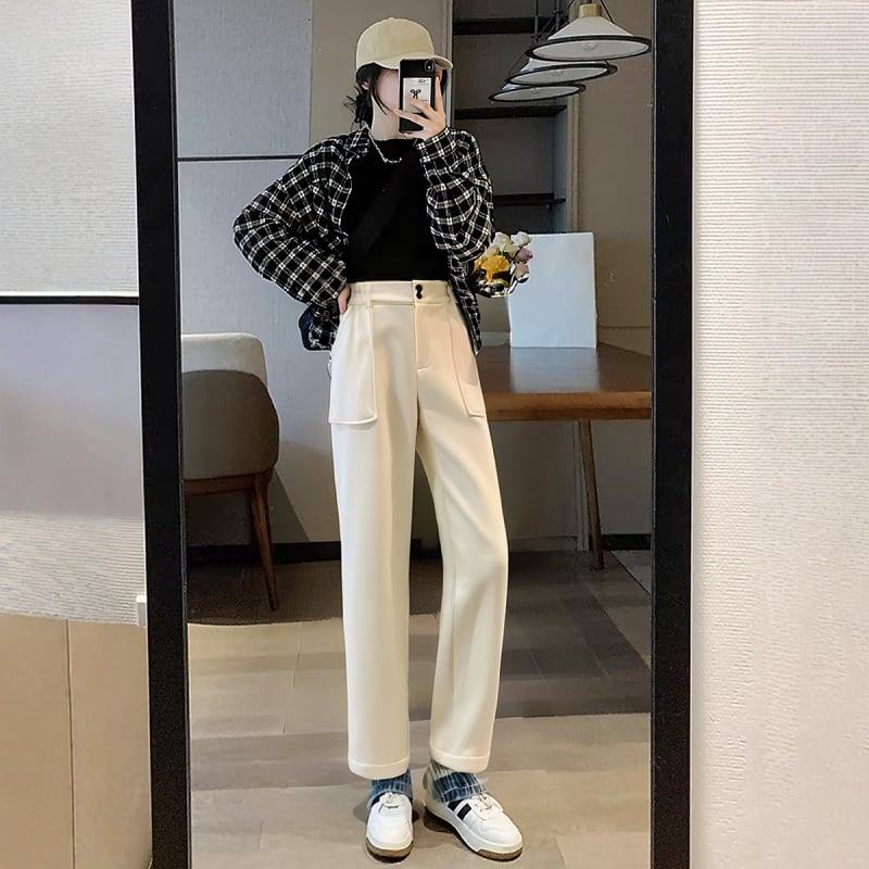 Széles lábú nadrág fleece-belsejével, casual stílus, téli 2022; összetétel: 82% poliészter, 12% gyapot, 6% elasztán; fő anyag: poliészter; szövés: szövött; márka Deformation