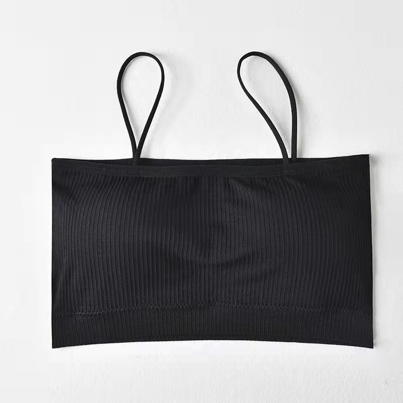 Bustier fără bretele, fără cusături, cu pernă, din poliester, cupă completă, cupă model subțire, respirabil și invizibil