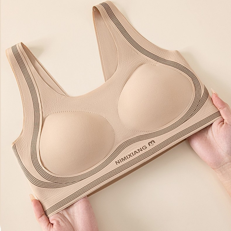 Mladi bezšivni sportski grudnjak — bezšivni stražnji dio, 3/4 košarica, duljina prsa, Ice Silk Nylon